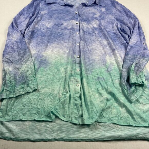 David Cline Snap Button Casual Shirt Ombre Long Sleeve Relaxed Knit Top XXL FLAW - Picture 2 of 12